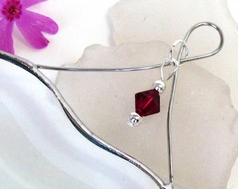 July Red Ruby Crystal Bead and Glass Heart Suncatcher