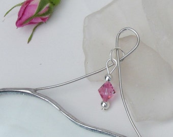 October Pink Rose Crystal Bead and Glass Heart Suncatcher