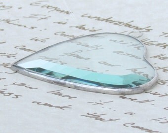 Clear Stained Glass Heart Suncatcher Beveled Glass Ornament Wedding Party Favor Romantic Gift Idea Made in Canada