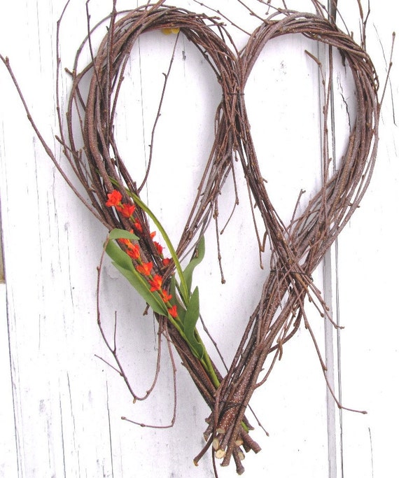 Rustic Heart Wreath from Eco Friendly Birch Bentwood Twigs