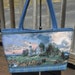 Lighthouse Tote Bag Blue Plaid, Lots of Pockets