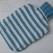 Knitted Hot Water Bottle Cover in Blue and Cream stripes