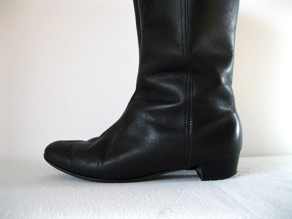 1960s Black Leather Boots Mod Fall Fashion Holiday Winter