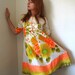 RESERVED for Karen--1960s Dress Yellow Orange And Green Sunflower French Country Spring Wedding
