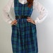 Vintage 1980s Blue And Green Plaid Jumper Dress. Summer. Day Dress. Mad Men. Office. Size Large