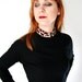 Sale-1960s Black Wool Wiggle Dress Leopard Collar Animal Print Cocktail Mad Men