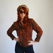 Sale - 1970s Brown Red Paisley Print Blouse. Office Fashion. Hipster. Boho. Fall Fashion. Spring Fashion. Size Medium