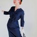 Sale- 1950s Summer Dress. Navy Blue. Wiggle Dress. Mad Men Fashion. Office Fashion. Weddings. Cocktail Dress. Spring Fashion. Size Large