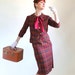 Sale - Vintage 1960s Dress Suit. Burgundy Plaid. Mad Men Fashion. Office Fashion. Summer. Fall Fashion. Size Medium