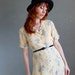 Sale - Pastel Yellow Floral Dress. Day Dress. Boho Fashion. 80s Does 40s. Summer Fashion. Fall Fashion. Back To School. Size Large