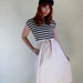 Sale - Vintage 1970s Black Beige Wrap Dress. Nautical Stripes. Hipster. Office. Resort. Fall Fashion. Spring Fashion. Size Medium