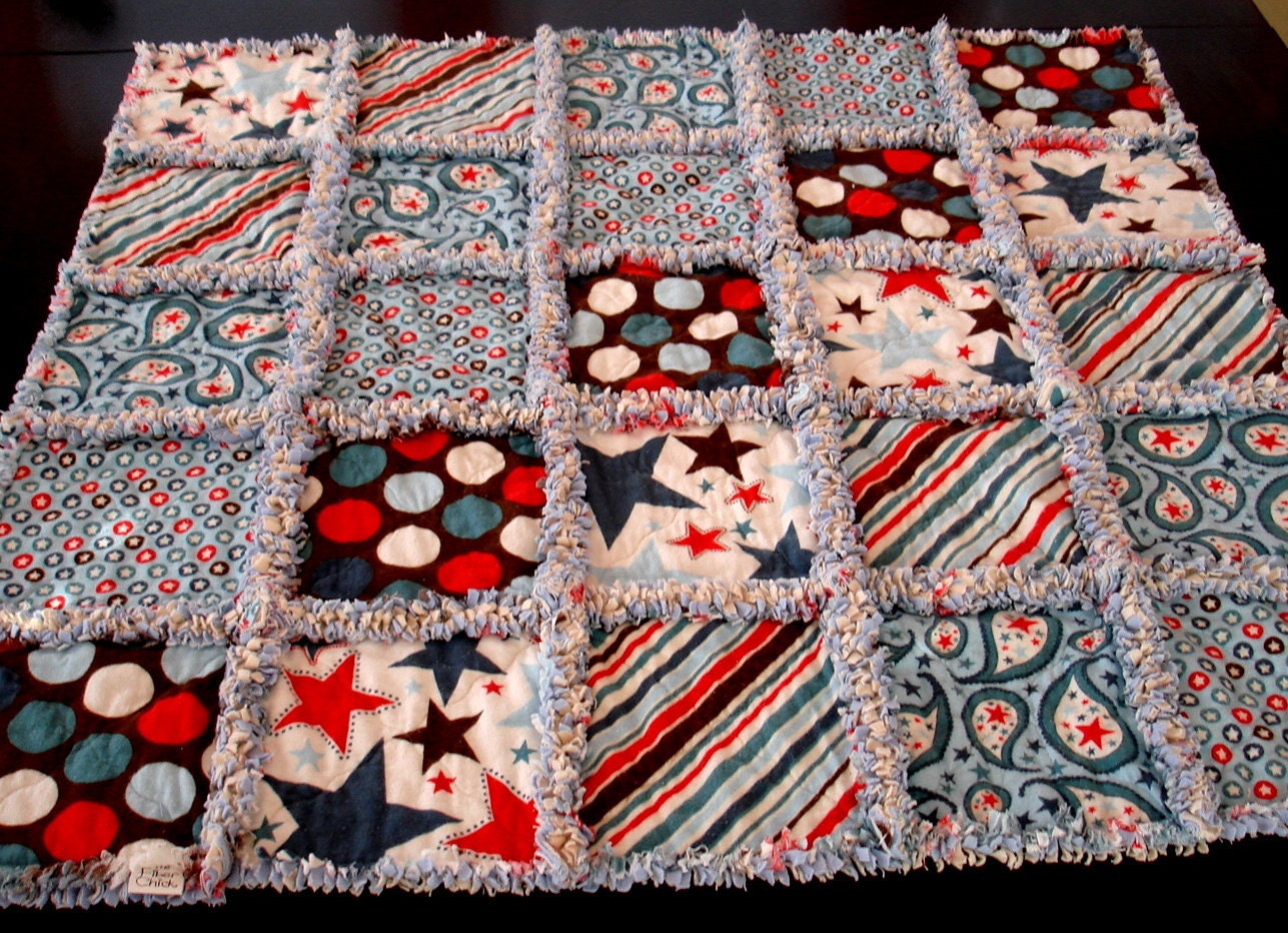 Riley Blank Flannel Baby Rag Quilt Blanket ready to ship