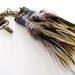 Feather Handbag Tassel, Bag Charm, Keychain, One Of A Kind Bag Tag Hand Made By 14xbags Brown Leather