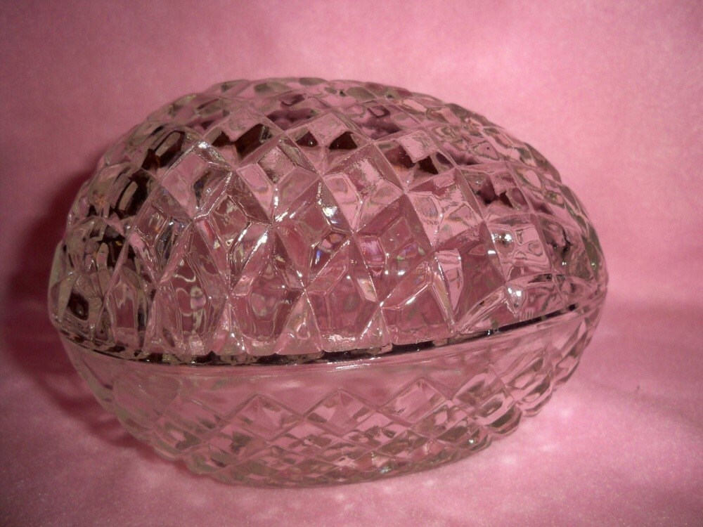 Easter Egg Candy Dish Large 2 Piece Crystal Egg by MemeresAttic