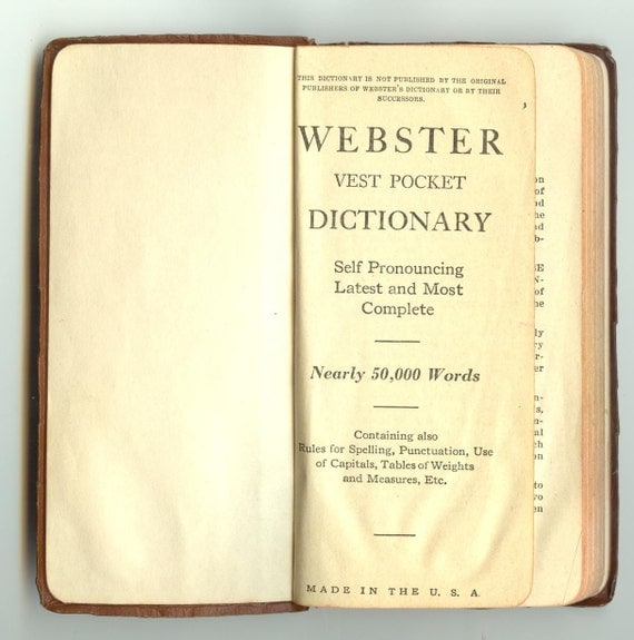 VEST DICTIONARY Small Book Vintage ster's Deluxe