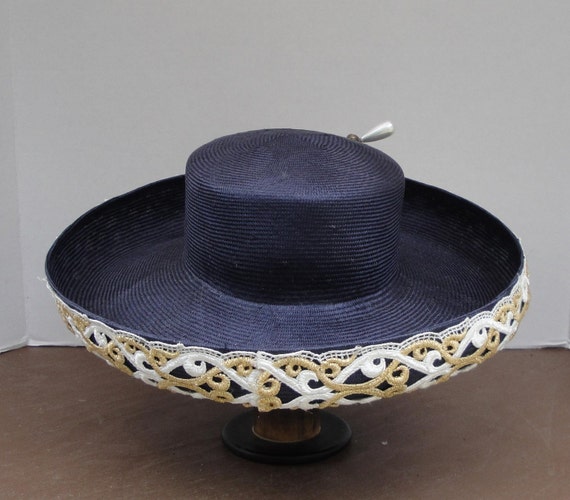 navy saucer hat