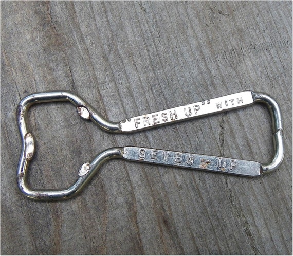 7 UP BOTTLE OPENER 1950s Vintage Metal Advertising