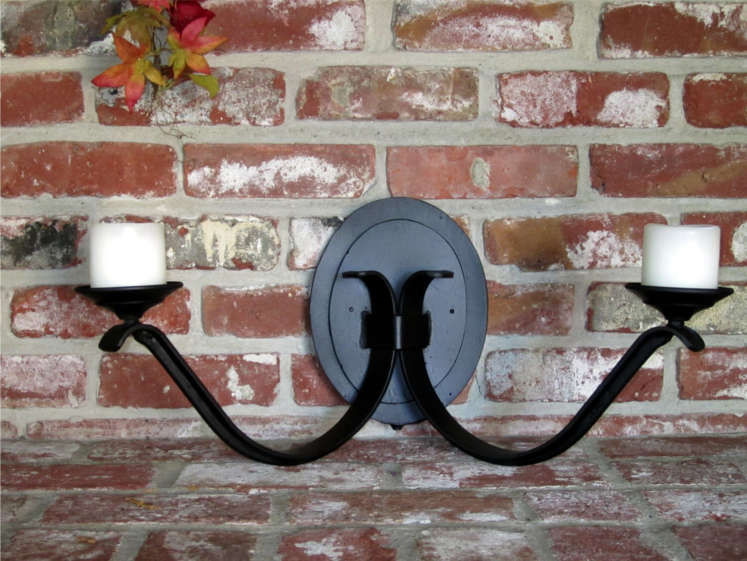 Large Black Metal Candle Holder/ Wall Sconce/ Wall by valsunique