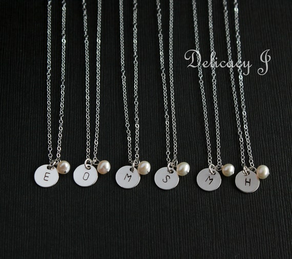 Items similar to Initial necklace, bridesmaid gifts, SIX personalize ...