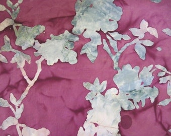 Batik Fabric Fuchsia with Floral 1 2/3 Yards