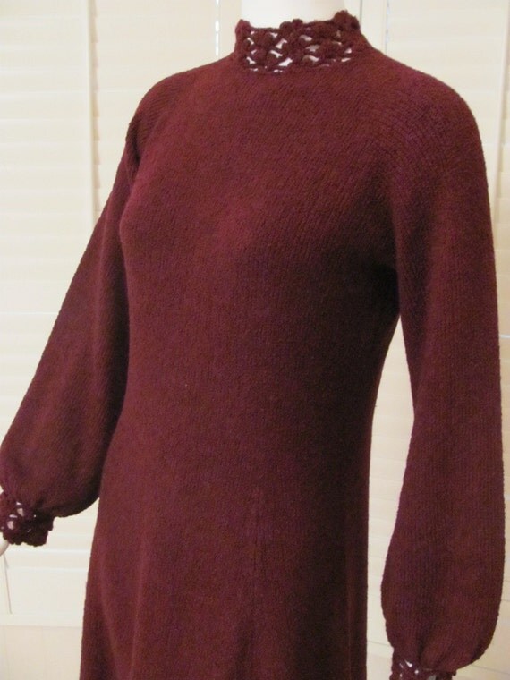 Vintage 1960s St. John Knit Burgandy Sweater Dress Medium