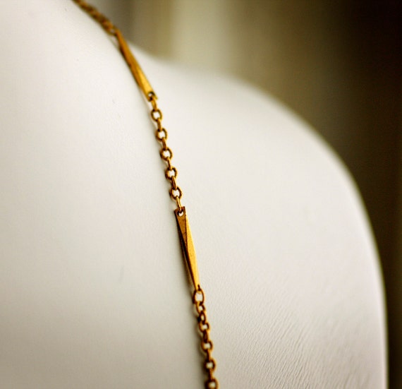 Bar Link Chain vintage necklace in gold tone