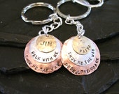 Godfather/Godmother Trio of Metal Keychain - Sterling/Copper/Brass