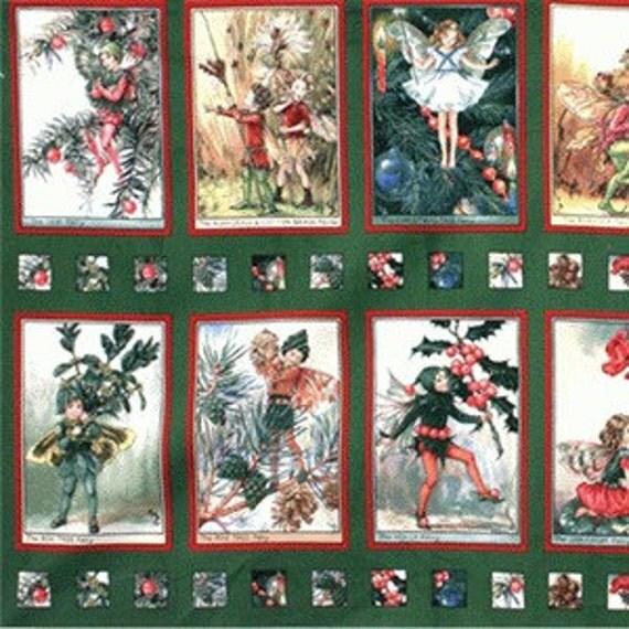Michael Miller Christmas Fairies Panel Green 1 panel