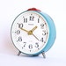 Big vintage alarm clock Jantar from Soviet Union era blue clock big clock