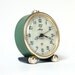 Vintage Russian mechanical alarm clock Slava from Soviet Union period green alarm clock