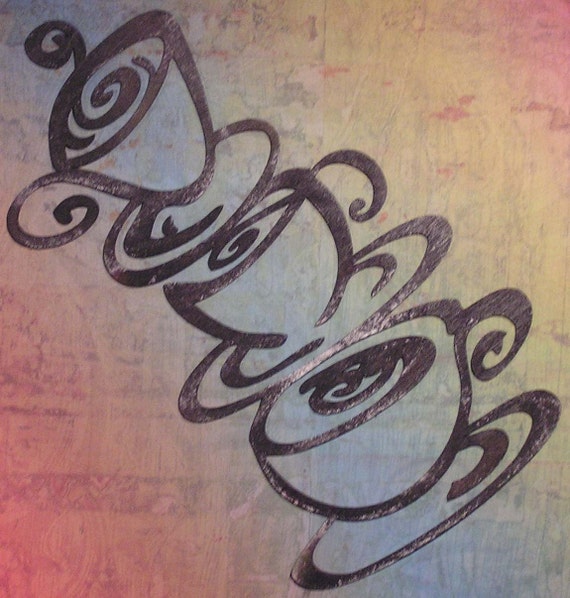 Items similar to Steaming Coffee Cups , Cut Out Wall ARt, Ready to HAng