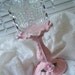 Pink Candle Holder Ornate Crystal Prisms Clay Roses Frou Frou Marie Antoinette ECS