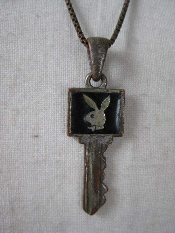 Shabby Playboy Key Necklace Bunny Black Pendant