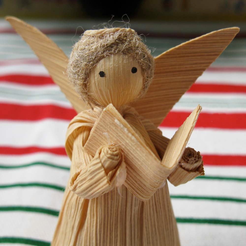 Vintage Corn Husk Angel Doll Christmas Holiday Decorative