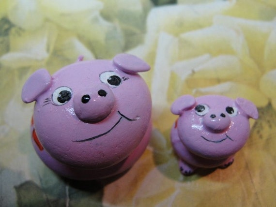 PIG ROCK Animals Pet rocks handpainted Pink art OOAK