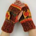 knit fingerless gloves arm warmers fingerless mittens women vegan yellow orange brown bow curationnation