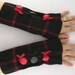arm warmers fingerless mittens felted fall fingerless gloves arm cuffs recycled wool plaid red black eco friendly tagt curationnation