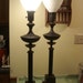 Vintage Pair of Tole Black and Gold Trim Table Lamps