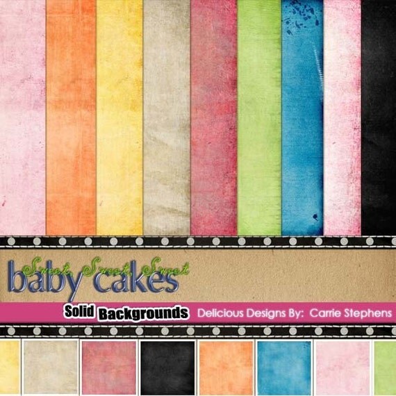 50% Sale - Bright & Colorful Digital Papers - Baby Cakes Solid Backgrounds - Make DIY Birthday Cards or Teen Party Invitations - Commercial Il_570xn