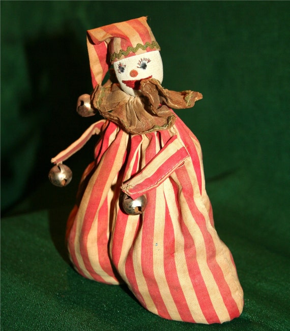Untique Antique Victorian Bean bag Clown Doll