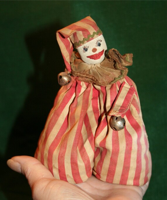 Untique Antique Victorian Bean bag Clown Doll