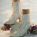 Steampunk Vintage Victrian Romantic White Leather Button up Granny Boots