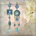 Elysium Asymmetrical Mismatch Earrings - Bohemian Wedding - Boho Chic - Micro Mosaic Earrings - Unique Blue Earrings