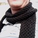 Mens Scarf, Hand Knit, Openwork Pattern - Black Hole Scarf