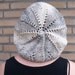 Tam Beret Hat, Knit Sea Urchin Pattern - Dark Taupe, Ivory White Ecru, Soft Nougat Brown melee