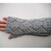 Long Knit Fingerless Gloves, Openwork Diamond, Men and Women - Light Grey
