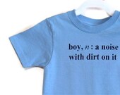 Boy Definition Screenprinted Children's T-shirt Light Blue Black Ink