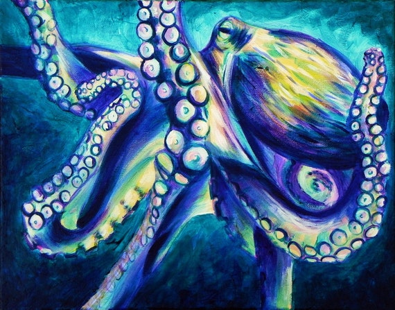 Items similar to Kraken Up, Original Acrylic Painting on Canvas 11 x 14 ...