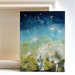 Dandelion Painting, blue green, "Seeds in the Wind"- an original watercolor painting