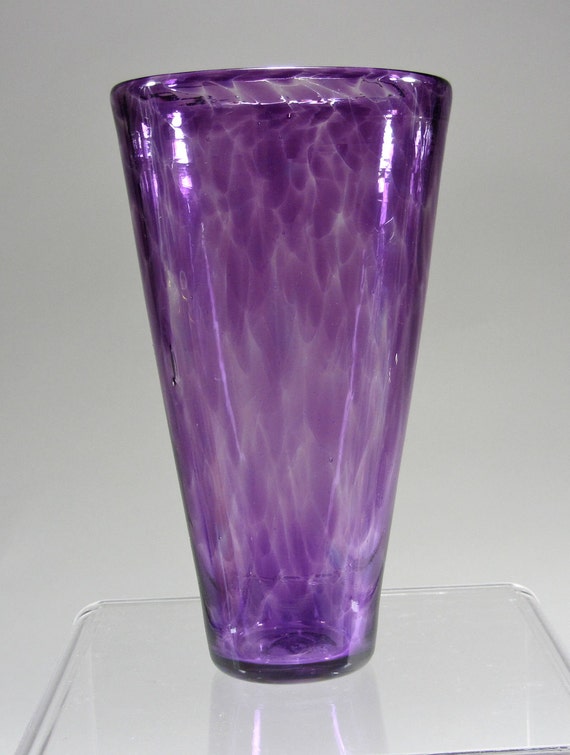 Blown Glass Vase Purple Flat Sided